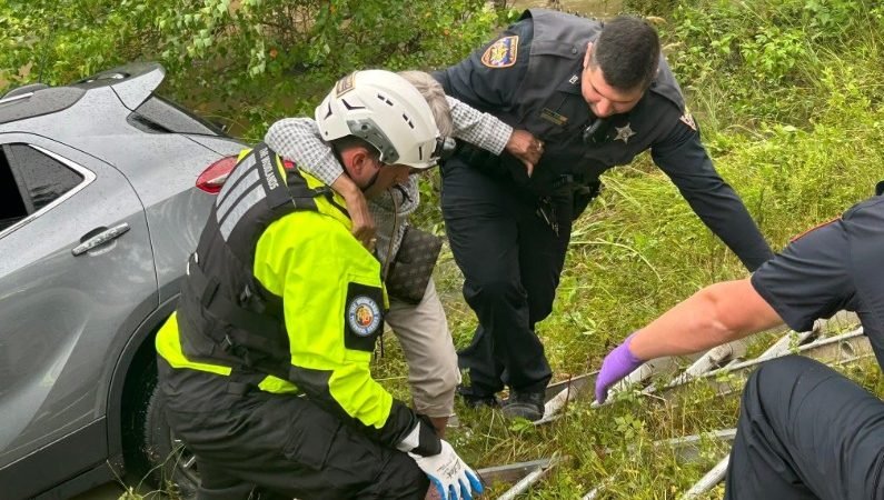 Deputy Rescues 100-Year-Old Woman Stranded in Flooded Ditch in Montgomery County