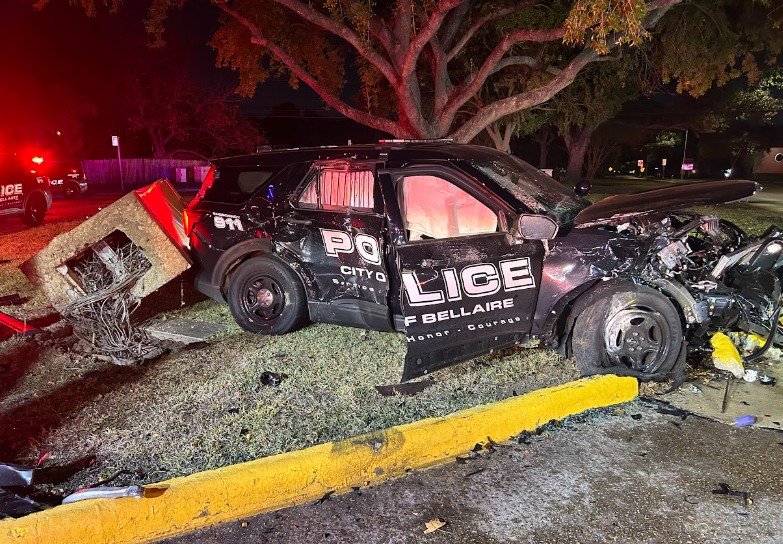 Bellaire Police Patrol Unit Hit by Sedan That Ran Red Light; Driver Arrested for DWI