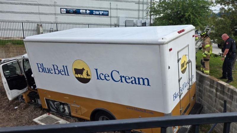 Ice Cream Truck Crashes Into Retention Pond at Humble Gas Station